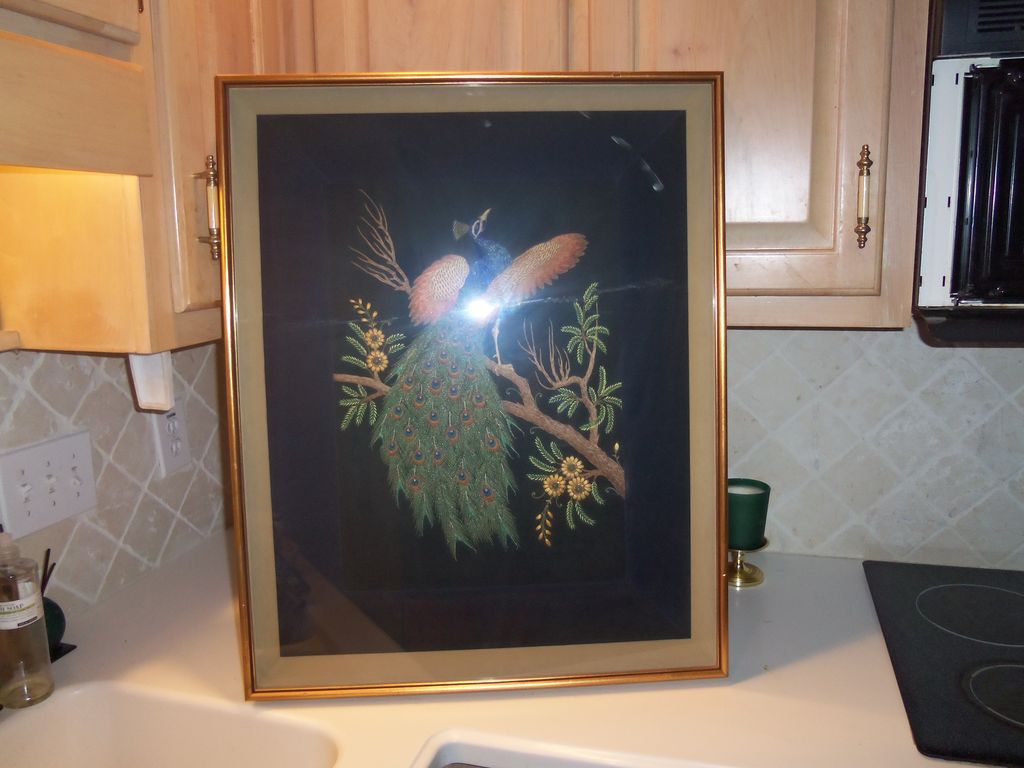 Large Jeweled Peacock 3D Vintage Framed Large Shadow Box Picture Large Jeweled Peacock 3D Vintage Framed Large Shadow Box Picture