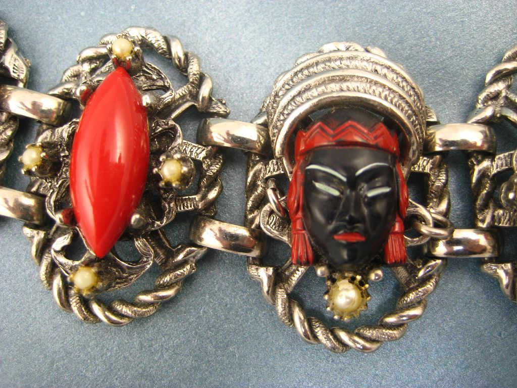 Vintage Selro 1950's Blackamoor Bracelet - Super Condition Vintage Selro 1950's Blackamoor Bracelet - Super Condition