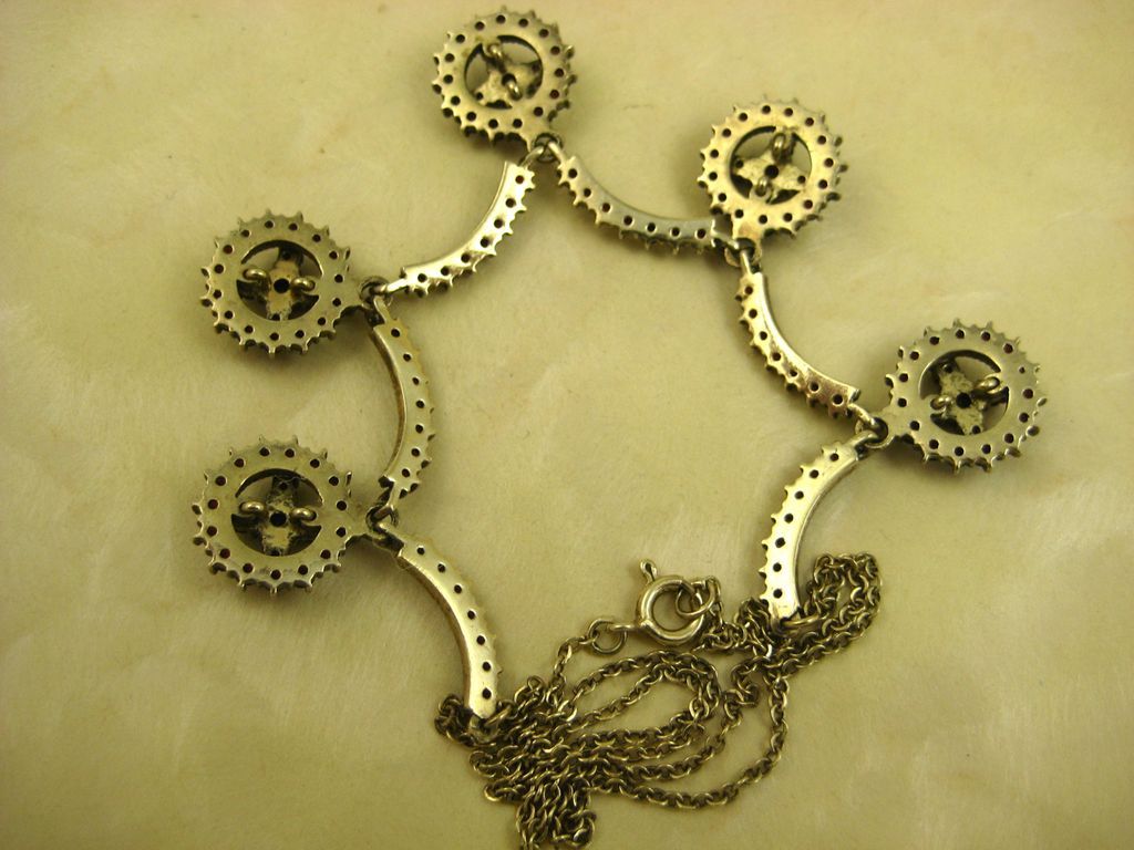 Antique Art Nouveau Garnet Necklace Silver Vermeil ~ c1910 Antique Art Nouveau Garnet Necklace Silver Vermeil ~ c1910