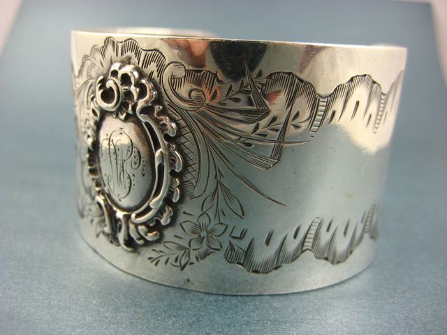 Antique French Silver Wide Cuff Bracelet ~ c1880 Antique French Silver Wide Cuff Bracelet ~ c1880
