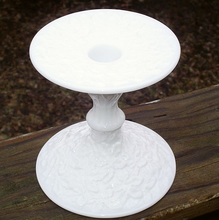 Westmoreland Bramble/Maple Leaf Milk Glass Candle Holders Westmoreland Bramble/Maple Leaf Milk Glass Candle Holders