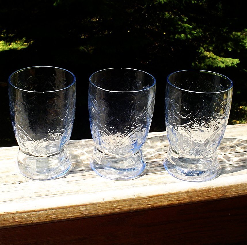 Madrid Blue Depression Water Tumblers 3 Federal Glass Madrid Blue Depression Water Tumblers 3 Federal Glass