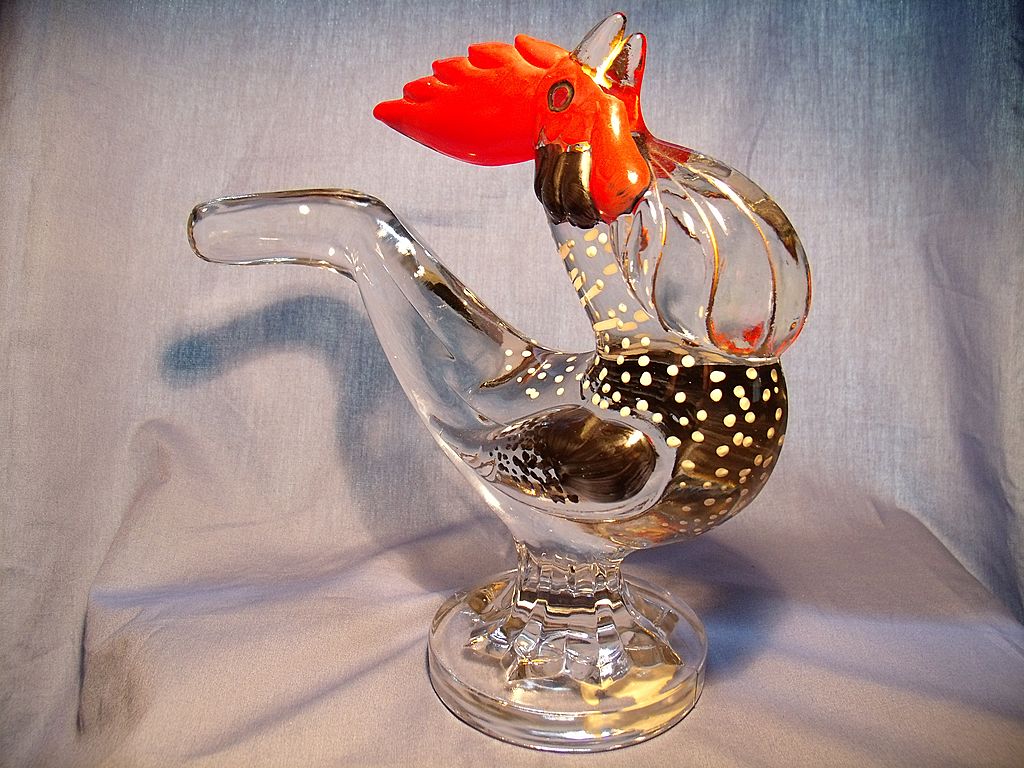 New Martinsville Chanticleer with Charleton Decoration New Martinsville Chanticleer with Charleton Decoration