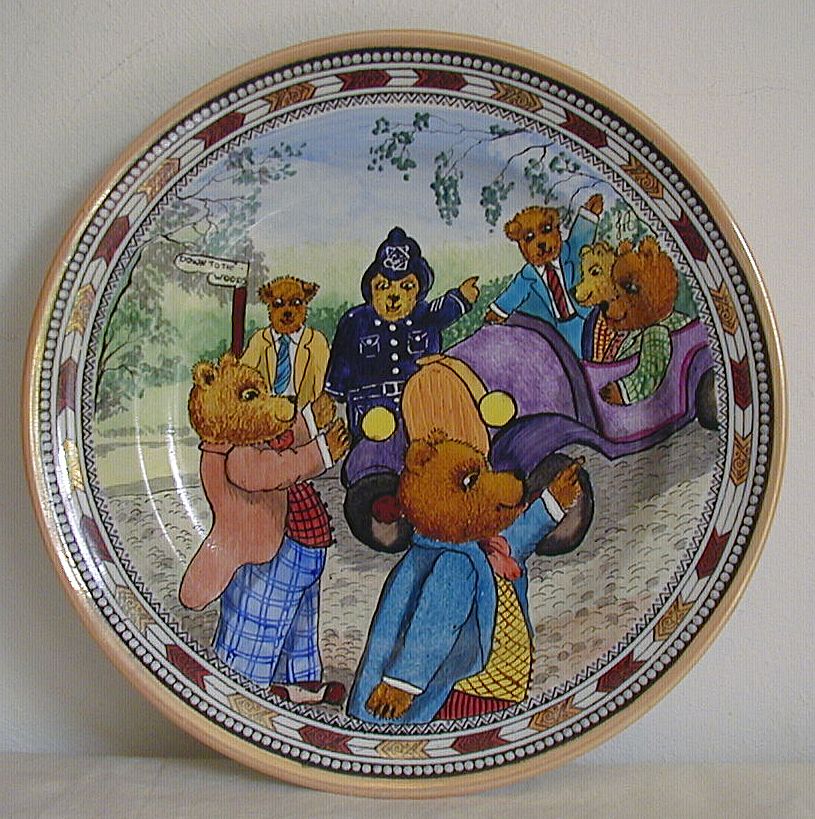 Mintons Pottery Teddy Bears 'Down to the Woods' Artist Hand painted plate 1907 Mintons Pottery Teddy Bears 'Down to the Woods' Artist Hand painted plate 1907