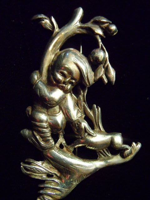 Hummel "Boy in Tree" Brooch Pin~Silson Co. Regelmann 1941 Hummel "Boy in Tree" Brooch Pin~Silson Co. Regelmann 1941