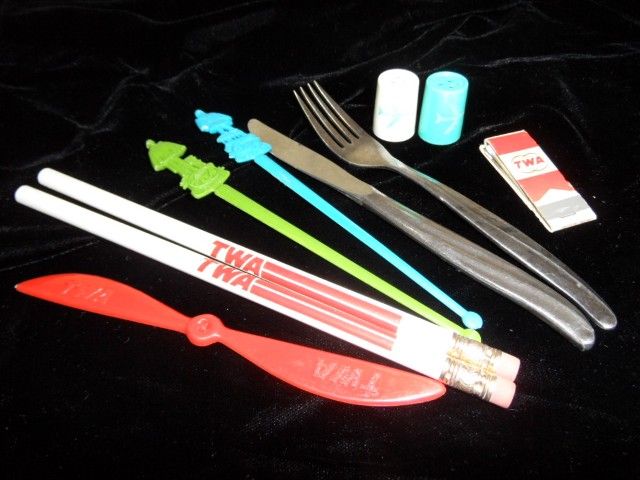 Vintage TWA Airline Silverware, S & P, Pencils & Swizzles Vintage TWA Airline Silverware, S & P, Pencils & Swizzles