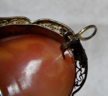 Elegant Filagree Shell Carved 3 Graces 12K Cameo Brooch~Pendant Elegant Filagree Shell Carved 3 Graces 12K Cameo Brooch~Pendant