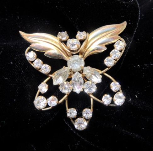1/20-12K GF 1950's Butterfly Rhinestone Brooch 1/20-12K GF 1950's Butterfly Rhinestone Brooch