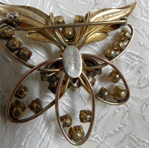 1/20-12K GF 1950's Butterfly Rhinestone Brooch 1/20-12K GF 1950's Butterfly Rhinestone Brooch
