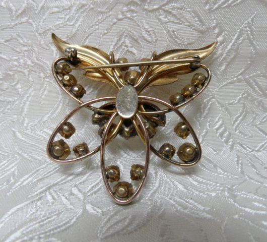 1/20-12K GF 1950's Butterfly Rhinestone Brooch 1/20-12K GF 1950's Butterfly Rhinestone Brooch