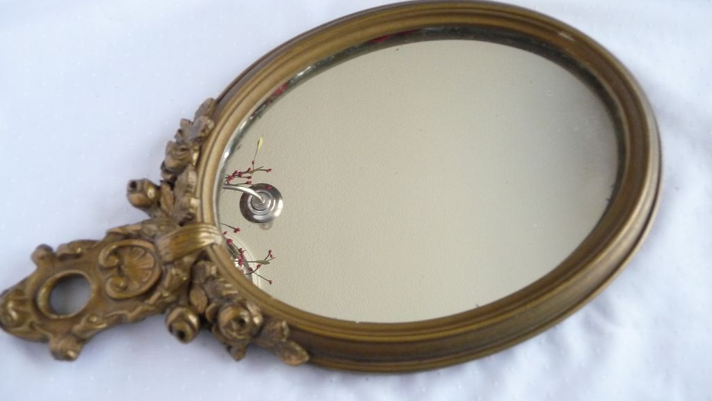 Elegant Vintage Gold Guild Dresser or Accent Mirror~Lovely Applied Roses Elegant Vintage Gold Guild Dresser or Accent Mirror~Lovely Applied Roses