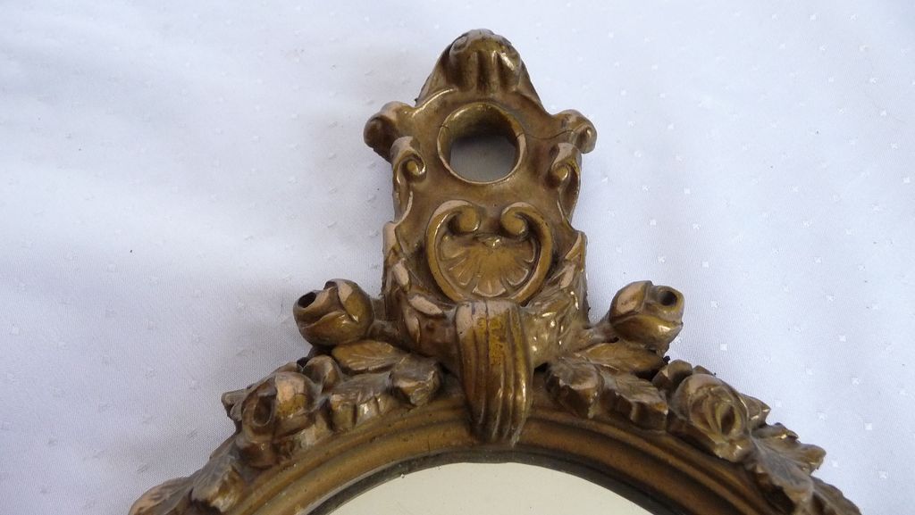 Elegant Vintage Gold Guild Dresser or Accent Mirror~Lovely Applied Roses Elegant Vintage Gold Guild Dresser or Accent Mirror~Lovely Applied Roses