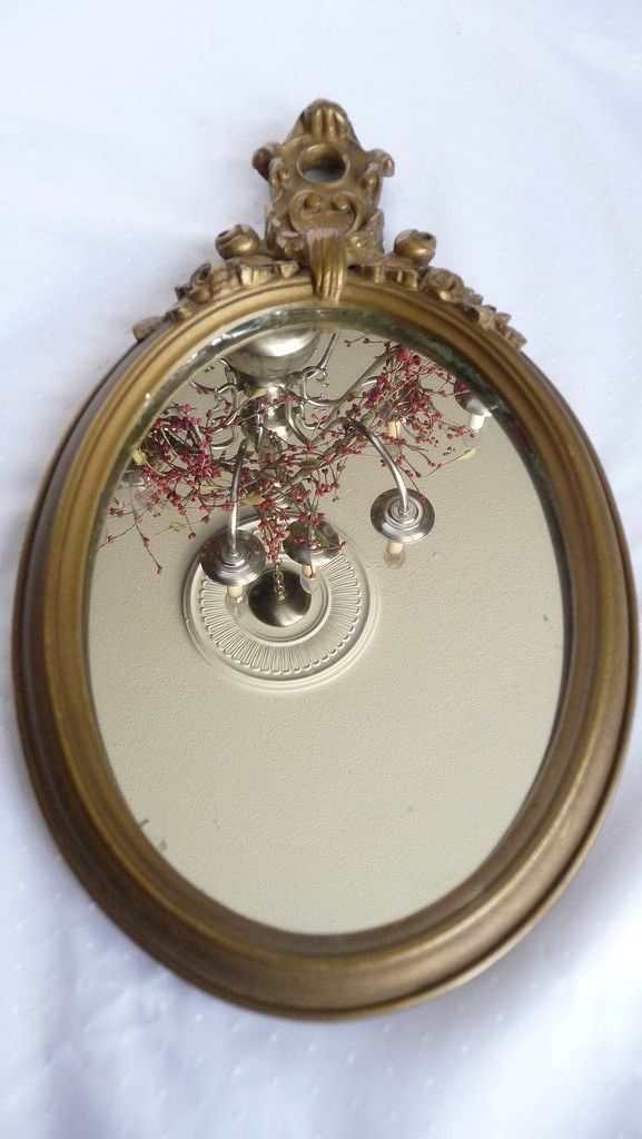 Elegant Vintage Gold Guild Dresser or Accent Mirror~Lovely Applied Roses Elegant Vintage Gold Guild Dresser or Accent Mirror~Lovely Applied Roses