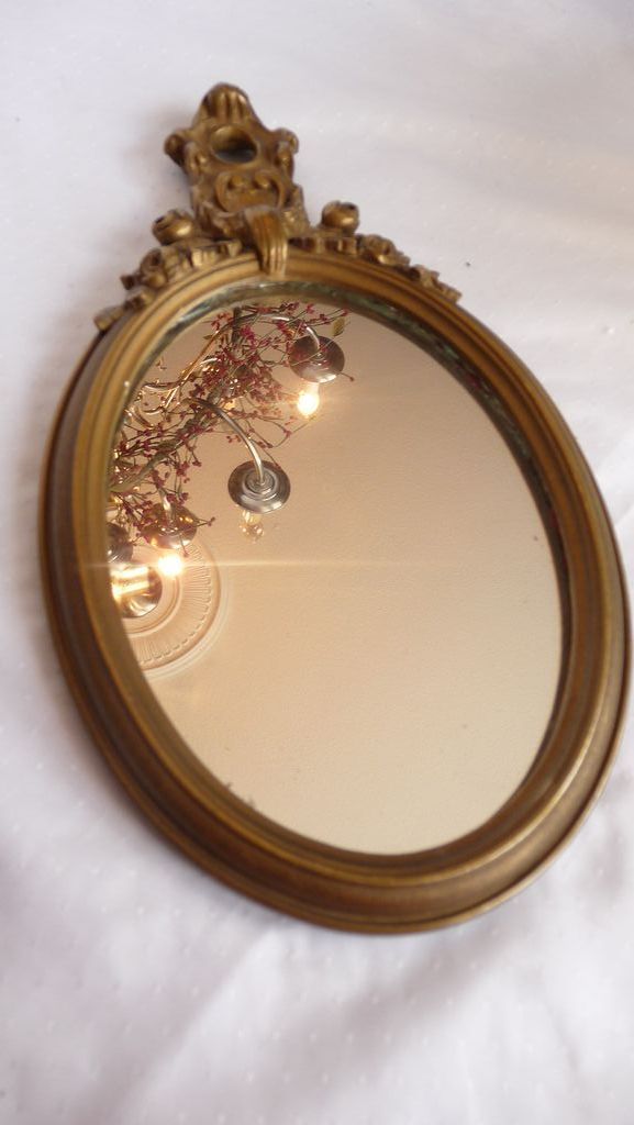 Elegant Vintage Gold Guild Dresser or Accent Mirror~Lovely Applied Roses Elegant Vintage Gold Guild Dresser or Accent Mirror~Lovely Applied Roses