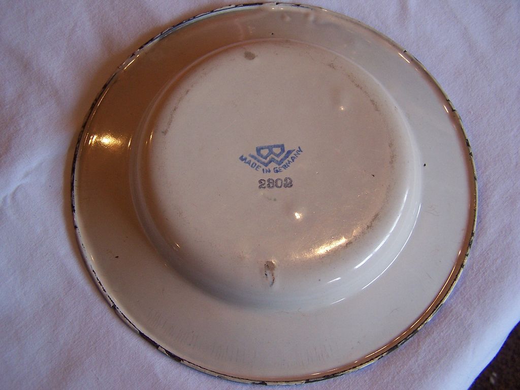 Children's Vintage Enamel/Granite Ware Dutch Scene Plate~Germany Children's Vintage Enamel/Granite Ware Dutch Scene Plate~Germany