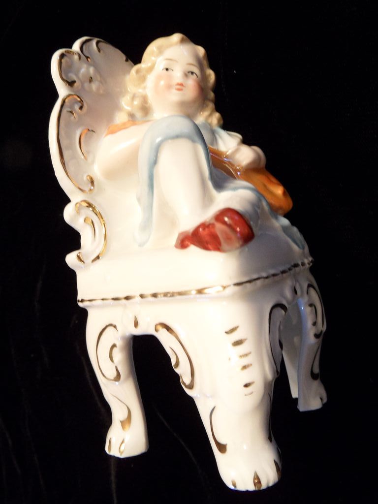 Germany Porcelain Renaissance Boy with Guitar Figurine Germany Porcelain Renaissance Boy with Guitar Figurine
