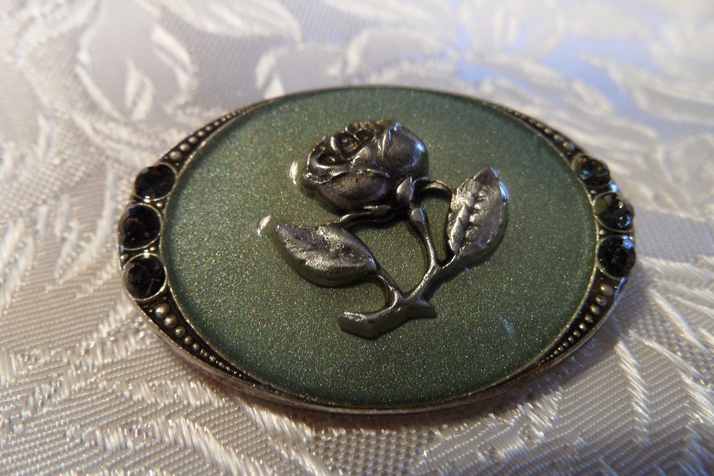 "Catherine Popesco" Austrian Crystals Marcasite Enameled Signed Brooch "Catherine Popesco" Austrian Crystals Marcasite Enameled Signed Brooch