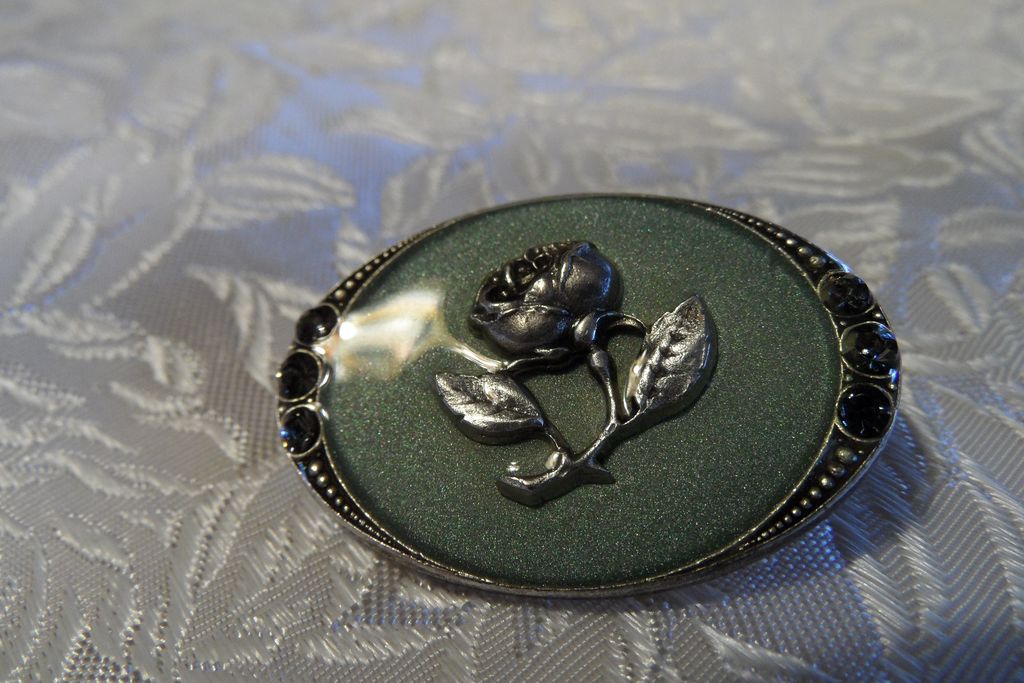 "Catherine Popesco" Austrian Crystals Marcasite Enameled Signed Brooch "Catherine Popesco" Austrian Crystals Marcasite Enameled Signed Brooch