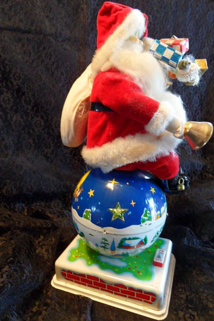 50 % OFF RARE 1950's Large Tin 14" Santa on Globe/World Battery Op Toy, Japan 50 % OFF RARE 1950's Large Tin 14" Santa on Globe/World Battery Op Toy, Japan