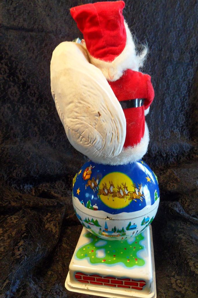50 % OFF RARE 1950's Large Tin 14" Santa on Globe/World Battery Op Toy, Japan 50 % OFF RARE 1950's Large Tin 14" Santa on Globe/World Battery Op Toy, Japan