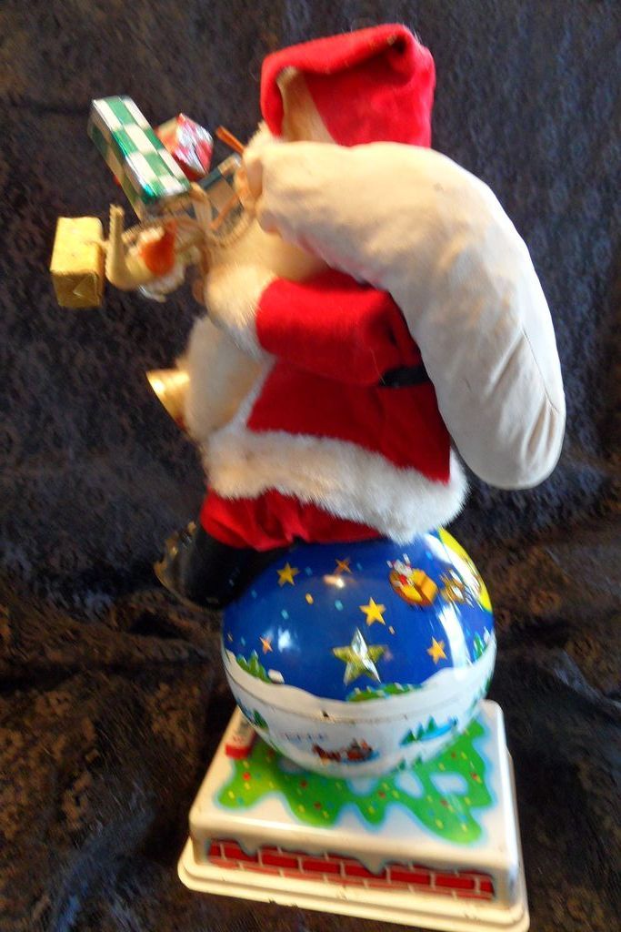 50 % OFF RARE 1950's Large Tin 14" Santa on Globe/World Battery Op Toy, Japan 50 % OFF RARE 1950's Large Tin 14" Santa on Globe/World Battery Op Toy, Japan
