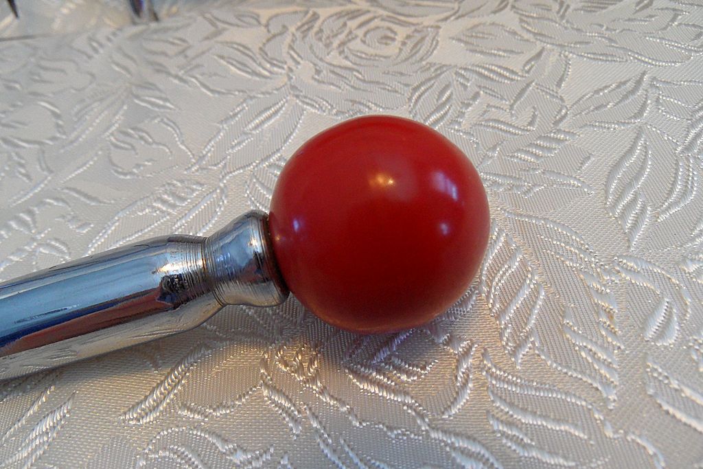 Red Bakelite Unique Meat Holder Carving Tool & Cheese Slicer Red Bakelite Unique Meat Holder Carving Tool & Cheese Slicer
