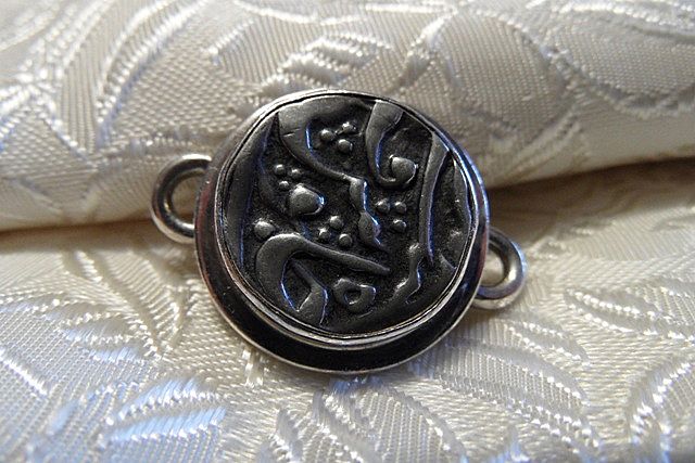 TABRA Sterling Silver Round Over Braided Chain Bracelet with Signed Charm TABRA Sterling Silver Round Over Braided Chain Bracelet with Signed Charm