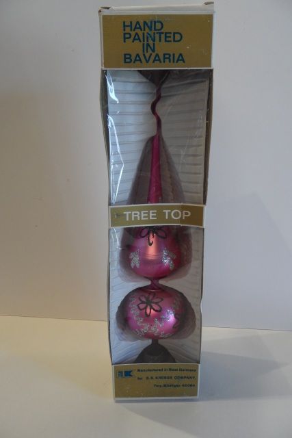 Vintage Hot Pink 13" Mercury Glass Tree Topper~S.S. Kresge Co.-Bavaria Vintage Hot Pink 13" Mercury Glass Tree Topper~S.S. Kresge Co.-Bavaria