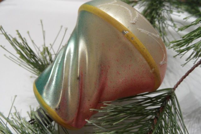Victorian Mercury & Mica Glass Unique Large Bell Ornament~Painted Pastels Victorian Mercury & Mica Glass Unique Large Bell Ornament~Painted Pastels
