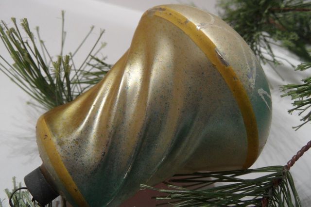Victorian Mercury & Mica Glass Unique Large Bell Ornament~Painted Pastels Victorian Mercury & Mica Glass Unique Large Bell Ornament~Painted Pastels