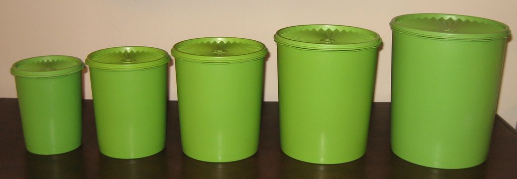 Vintage Tupperware Canister Set & Servalier Lids 9 Pcs Green Vintage Tupperware Canister Set & Servalier Lids 9 Pcs Green