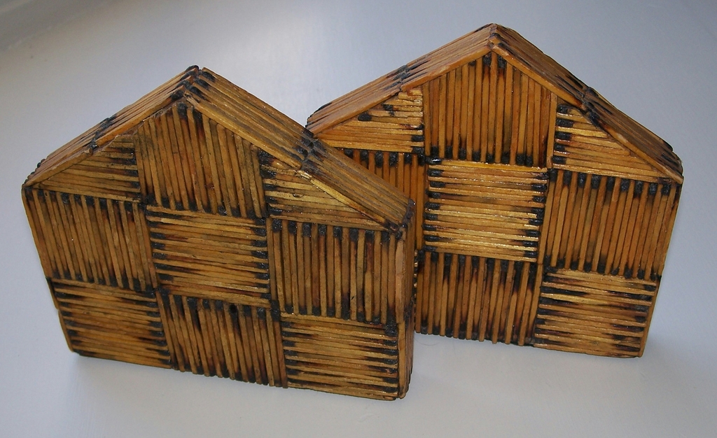 Matchstick Book Ends - Folk Art - Prison Art Matchstick Book Ends - Folk Art - Prison Art