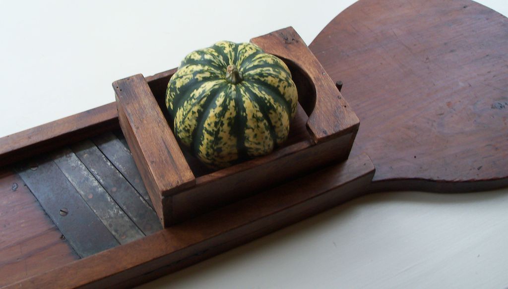 Antique Primitive Wooden Slaw Cutter with Slide Box Antique Primitive Wooden Slaw Cutter with Slide Box