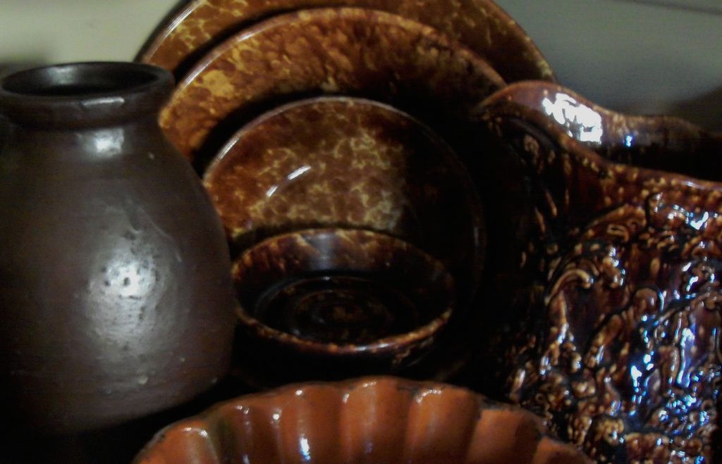 Antique Rockingham - Bennington Pottery Candle Holder Antique Rockingham - Bennington Pottery Candle Holder