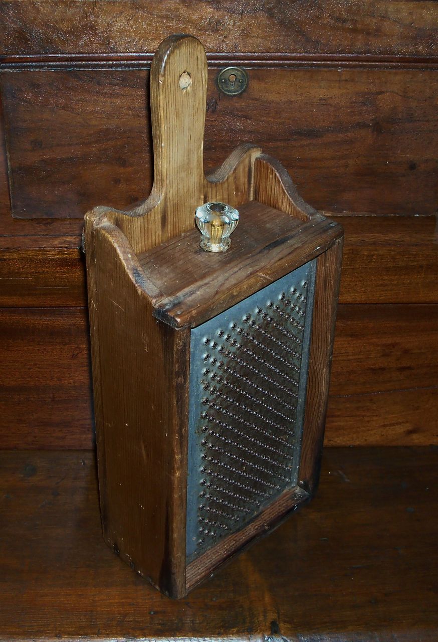 Antique Primitive Wood Box Grater with Drawer Antique Primitive Wood Box Grater with Drawer