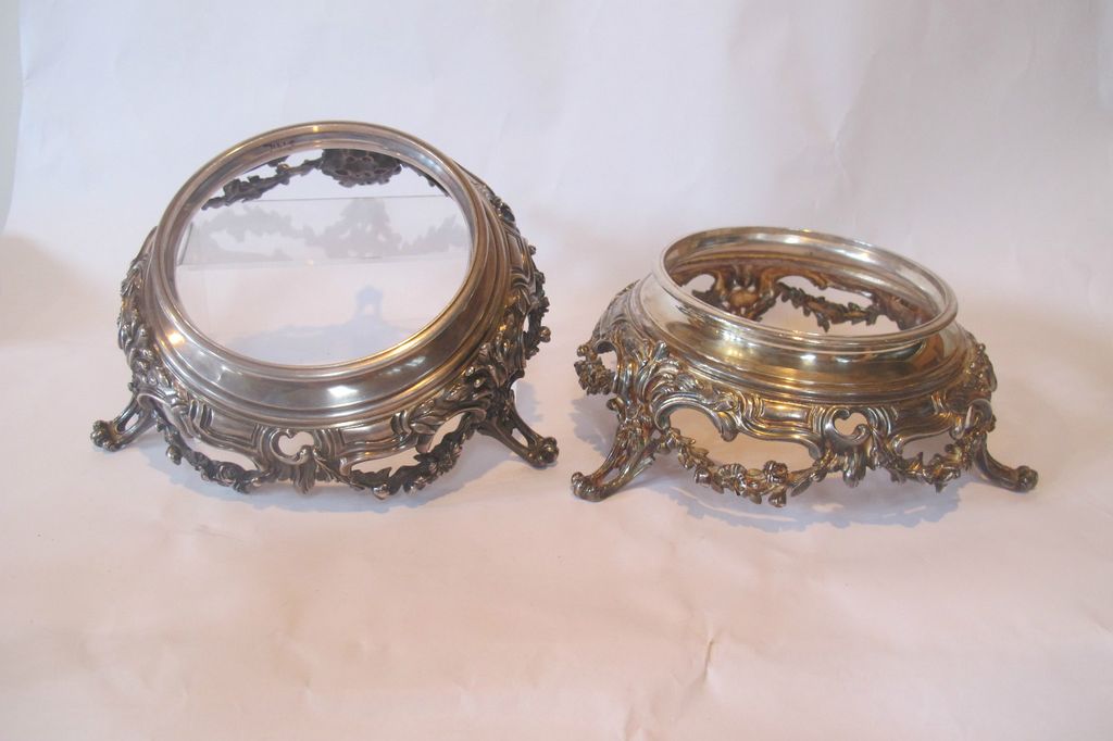 Antique french sterling silver pair large stands. Magnificent quality. Marked. Antique french sterling silver pair large stands. Magnificent quality. Marked.