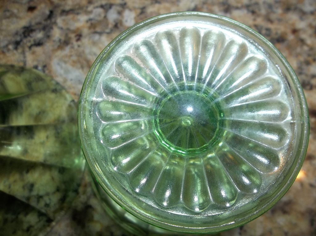 Pair of 1930's Federal green glass sherbert dishes. Pair of 1930's Federal green glass sherbert dishes.