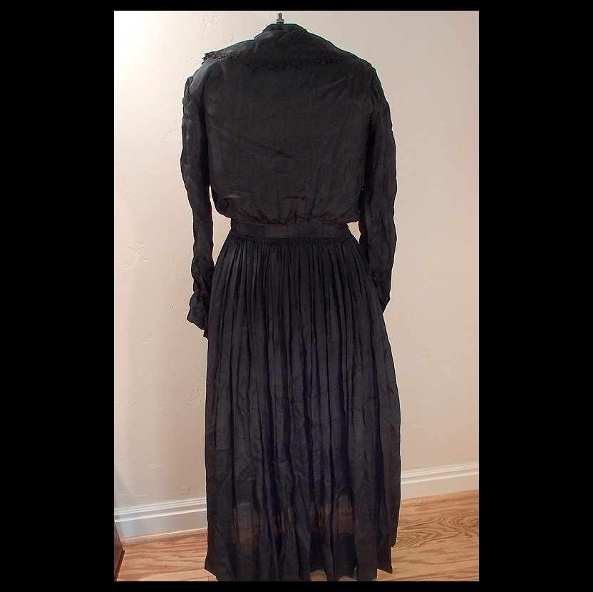 Late Victorian Black Silk Dress Late Victorian Black Silk Dress