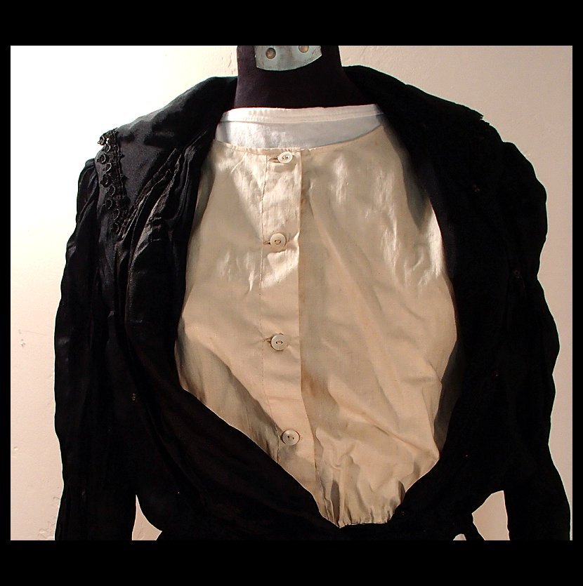 Late Victorian Black Silk Dress Late Victorian Black Silk Dress