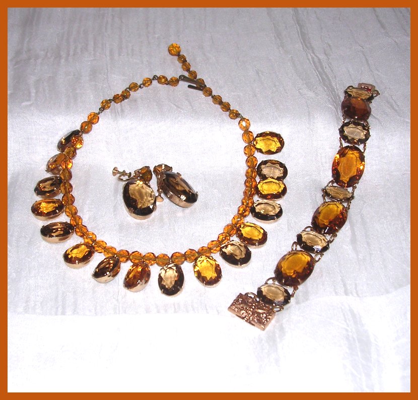 Czech Amber Glass Parure Czech Amber Glass Parure