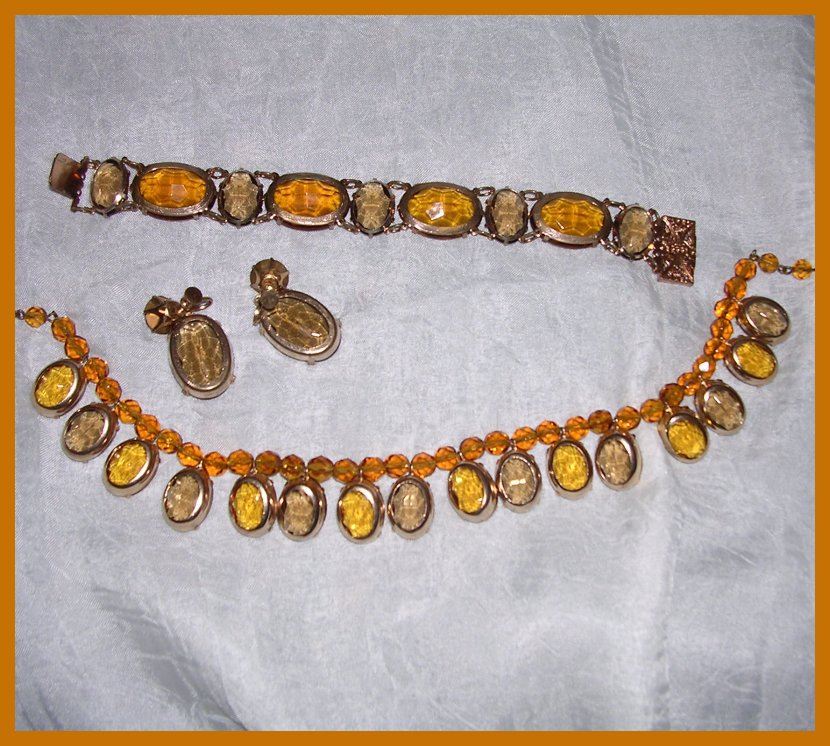 Czech Amber Glass Parure Czech Amber Glass Parure