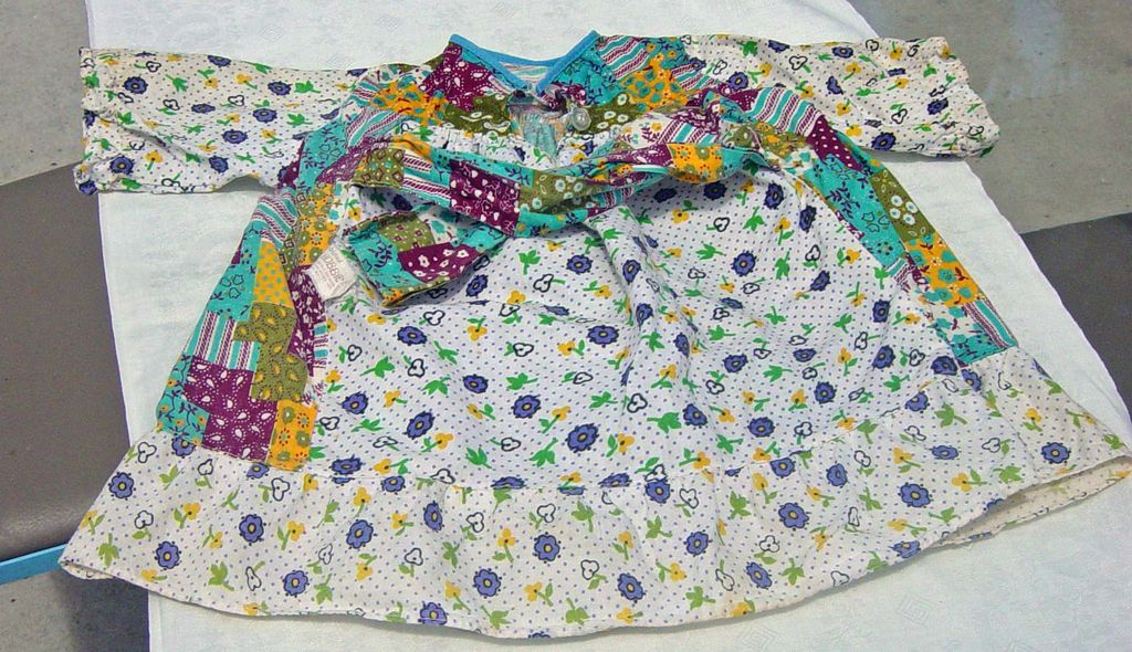 Vintage Knickerbocker Holly Hobby Patchwork Dress & Bonnet Vintage Knickerbocker Holly Hobby Patchwork Dress & Bonnet