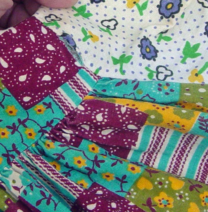 Vintage Knickerbocker Holly Hobby Patchwork Dress & Bonnet Vintage Knickerbocker Holly Hobby Patchwork Dress & Bonnet