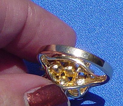Vintage Roman Signed Faux Pearl Rhinestone Cocktail Ring Vintage Roman Signed Faux Pearl Rhinestone Cocktail Ring