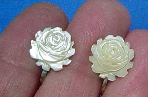 Vintage Rose Mother Of Pearl Screw-On Earrings Vintage Rose Mother Of Pearl Screw-On Earrings