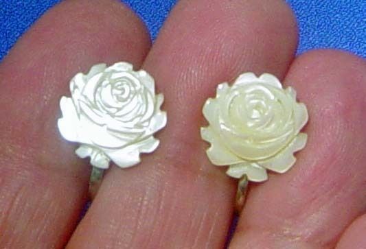 Vintage Rose Mother Of Pearl Screw-On Earrings Vintage Rose Mother Of Pearl Screw-On Earrings