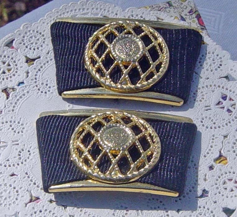 Vintage Black Ribbon Buckle Style Shoe Clips Vintage Black Ribbon Buckle Style Shoe Clips