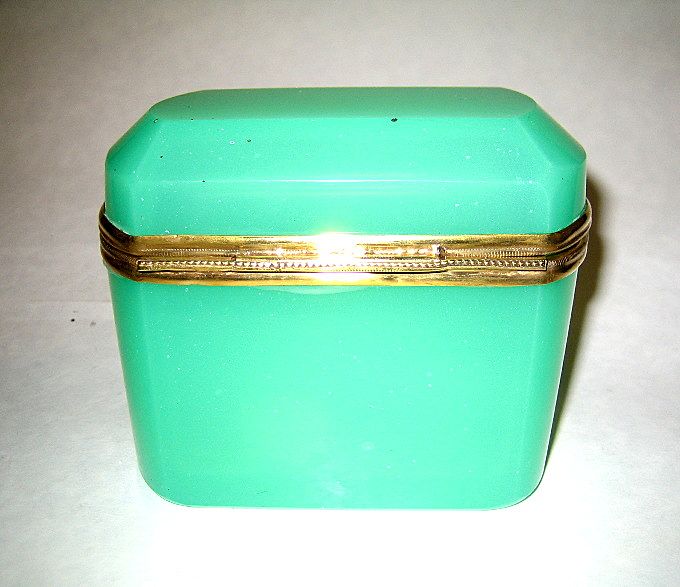 French 19th Century green opaline box French 19th Century green opaline box