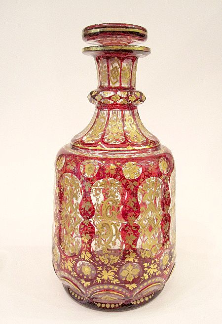 Fabulous Bohemian Ruby Red enamelled Decanter Set circa 1860 Fabulous Bohemian Ruby Red enamelled Decanter Set circa 1860