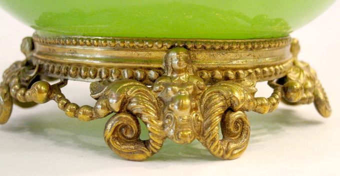 Palais Royal Green Opaline Glass Ewer with Dore Bronze Mounts circa 1860 Palais Royal Green Opaline Glass Ewer with Dore Bronze Mounts circa 1860
